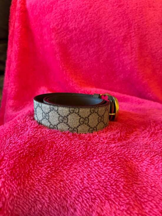 Gucci GG Marmont Belt in GG Supreme Canvas with Double G Buckle - Picture 3 of 6